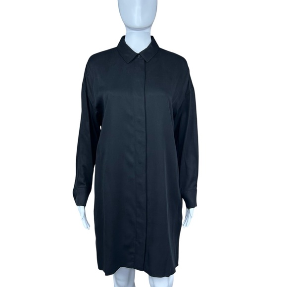 COS Long Sleeve A-Line Shirt Dress Pockets Grunge Goth Dark Academia Size 4 - Picture 3 of 16